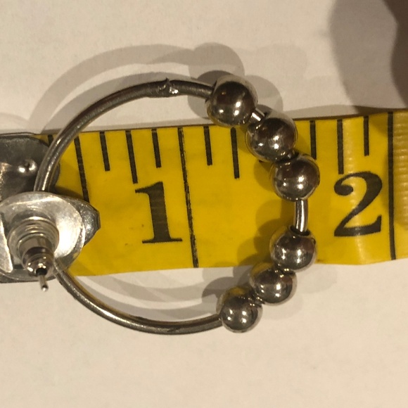 3/$32 VTG 80s Polished Silver Metal Beaded Door Knocker Hoops Pierced Earrings - Picture 11 of 11
